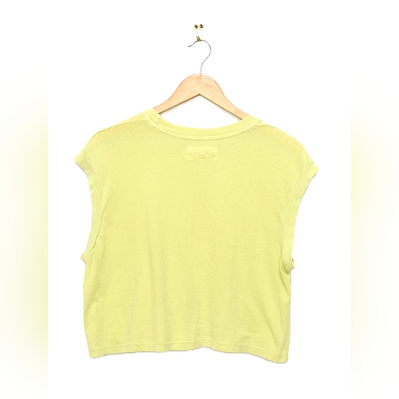 The Great Square Tee Shirt Boxy Cropped Crew Neck Lime Zest Green Yellow Size L - Picture 6 of 8
